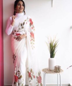 Georgette Digital Printed Saree With Zalar