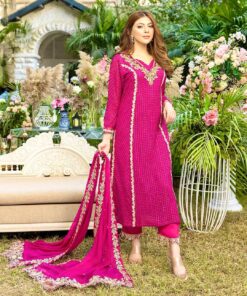 Georgette Embroidered Suit With Sleeve Work