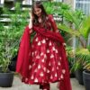 Georgette Fully Embroidered Red Anarkali Gown