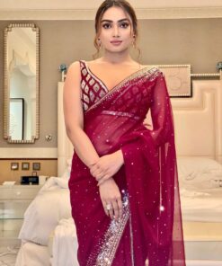 Georgette Sequence & Stone Work Saree