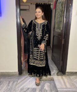 Heavy Embroidery Velvet Sharara Suit