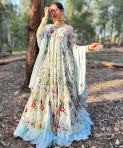 Heavy Georgette Embroidered Indo Western Gown