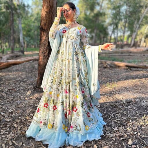 Heavy Georgette Embroidered Indo Western Gown