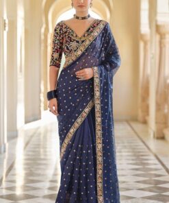 Heavy Sequence & Multi Coding Work Georgette Silk Saree