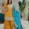 Heavy Sequence Work Georgette Sharara Suit