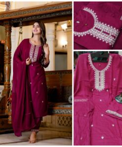 Neck Heavy Embroidery Kurti Pant Suit