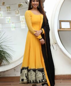 New Anarkali Printed Yellow Gown