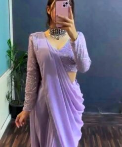 Ready To Wear Georgette Silk Sequence Work Saree With Belt