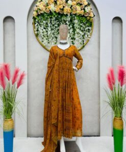 Alia Cut Digital Printed Handwork Georgette Suit