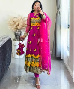 Beautiful Soft Net Pink Anarkali Suit