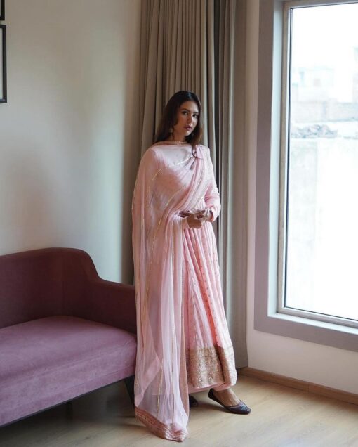Georgette Sequence Work Fully Embroidered Gown