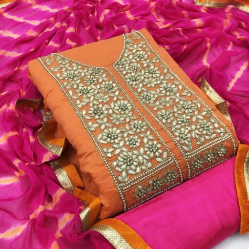 Modal Chanderi Suit With Banarasi Dupatta
