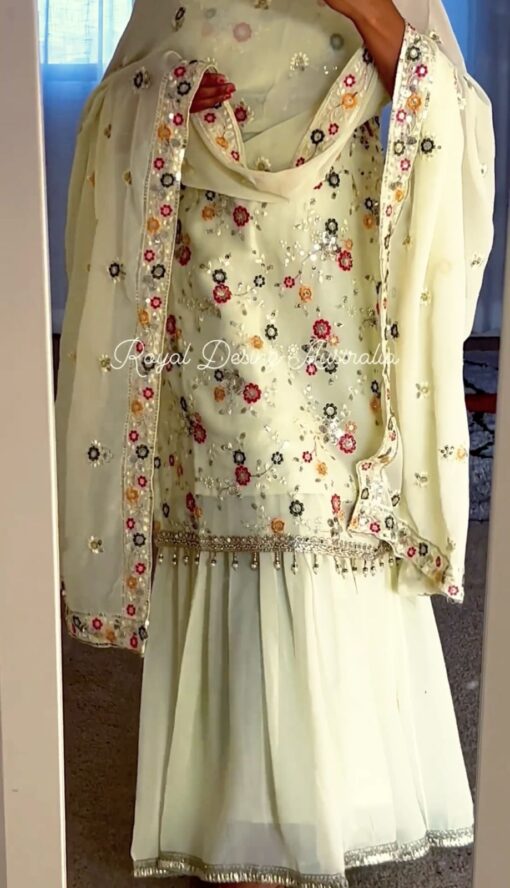 Punjabi Style Georgette Embroidered Sharara Suit