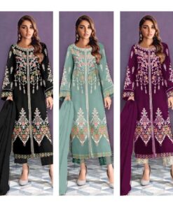 Designer Embroidered Tunic With Sleeves Paired With Designer Cigarette Pants