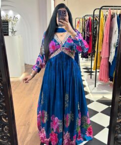 Bloon Sleeve Digital Printed Georgette Suit