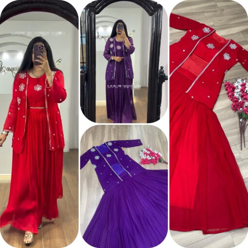 Georgette Dress Set of Crop Top