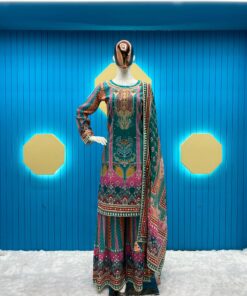 Real Mirror Work Maslin Sharara Suit