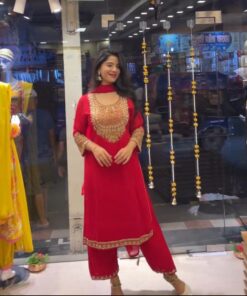 Sequence Embroidered Georgette Suit Pent Dupatta Set