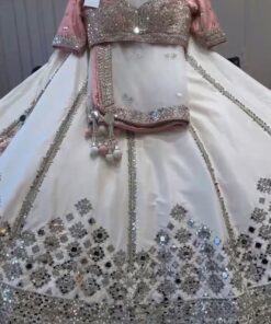 4-Meter Flared Satin Silk Mirror Work Lehenga Choli