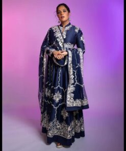 Beautifully Embroidered Chinon Silk Gown